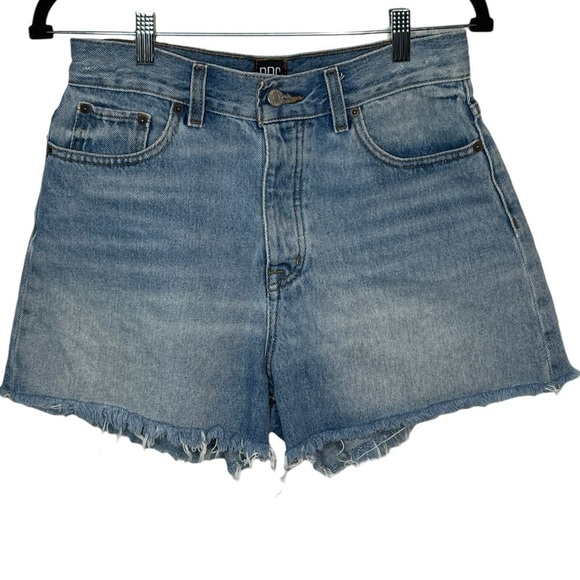 BDG Blue Denim shorts Multicolored embroidery frayed hem button fly size 29 - Picture 3 of 14